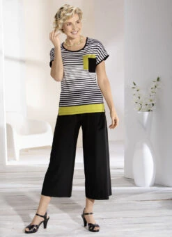 Attraktives Shirt Mit Streifen-Dessin -Kleider Mut Verkaufsgeschäft attraktives shirt mit streifen dessin farbe schwarz weiss groesse 036 1