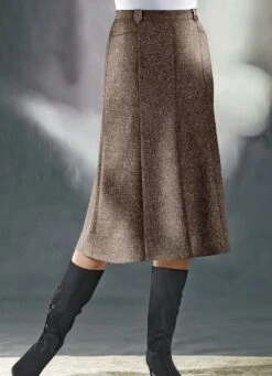 Bahnenrock In Tweed Mit Boucle-Effektgarn -Kleider Mut Verkaufsgeschäft bahnenrock in tweed mit boucle effektgarn farbe mbraun mel groesse 052