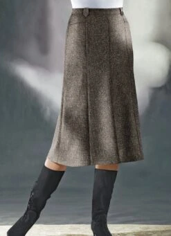 Bahnenrock In Tweed Mit Boucle-Effektgarn -Kleider Mut Verkaufsgeschäft bahnenrock in tweed mit boucle effektgarn farbe mokkabraun mel groesse 023