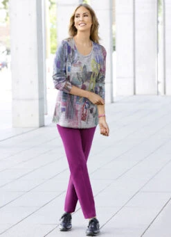 Einzigartiges Shirt Mit Strasszier Im Vorderteil -Kleider Mut Verkaufsgeschäft einzigartiges shirt mit strasszier im vorderteil farbe grau meliert beere groesse 038 1