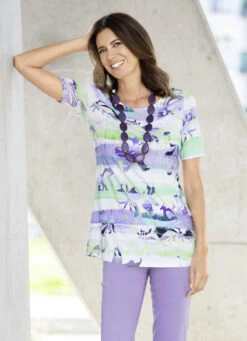 Fabelhaftes Shirt Mit Farbbrillantem Inkjet-Druck -Kleider Mut Verkaufsgeschäft fabelhaftes shirt mit farbbrillantem inkjet druck farbe weiss lavendel groesse 042 2