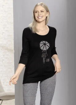 Hübsches Shirt Mit Aufwendiger Applikation -Kleider Mut Verkaufsgeschäft huebsches shirt mit aufwendiger applikation farbe schwarz groesse 036 2