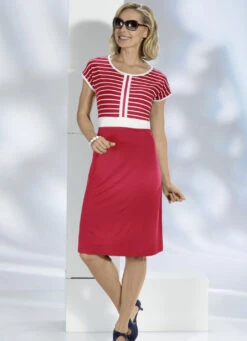 Kleid Mit Zierband -Kleider Mut Verkaufsgeschäft kleid mit zierband farbe rot ecru groesse 046