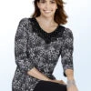 Longshirt Mit Schwarzer Spitzen-Applikation