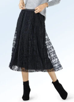 Plissee-Rock In Floraler Spitzenoptik