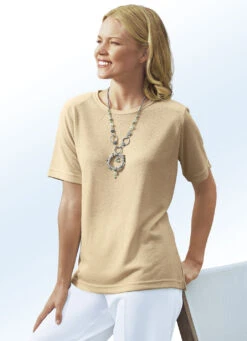 Shirt In 13 Farben Mit Kurzen Ärmeln -Kleider Mut Verkaufsgeschäft shirt in 13 farben mit kurzen aermeln farbe beige groesse 042