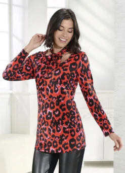 Shirt Mit Attraktivem Bindeband Am Halsausschnitt