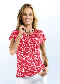 Shirt Mit Dekorativem Schlitz In 4 Farben -Kleider Mut Verkaufsgeschäft shirt mit dekorativem schlitz in 4 farben farbe rot weiss groesse 042