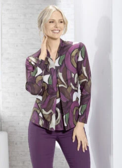 Shirt Mit Kellerfalte Im Vorderteil In 2 Farben -Kleider Mut Verkaufsgeschäft shirt mit kellerfalte im vorderteil in 2 farben farbe bordeaux khaki groesse 046