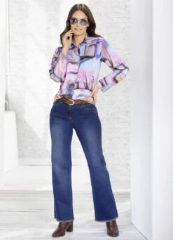 Shirtbluse Mit Durchgehender Druckknopfleiste -Kleider Mut Verkaufsgeschäft shirtbluse mit durchgehender druckknopfleiste farbe bleu flieder groesse 036 1