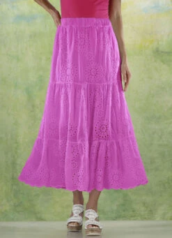 Stufenrock Mit Schöner Lochstickerei -Kleider Mut Verkaufsgeschäft stufenrock mit schoener lochstickerei farbe pink groesse 046
